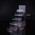 Transparent 5-tier acrylic wallet display stand with detailed dimensions for storage - Enlarged 5-Tier / Clear