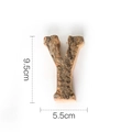Vintage solid wood capital letter Y ornament with natural bark texture 9.5cm height - Letter Y