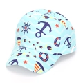 Light blue kids baseball cap with nautical anchor and ship wheel prints for sun protection - 52-54cm / #22 (Nautical Theme)