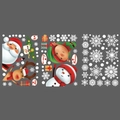 Christmas static window stickers featuring Santa Claus, reindeer, and snowflakes for glass decor - 3 Sheets Christmas Characters Set
