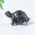 Handcrafted turtle figurine made of natural clear crystal with colorful interior flakes - 13 Raw Cinnabar + Gold Foil