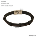 Bracciale da uomo in pelle intrecciata a due strati con chiusura in acciaio, lungo 21,5cm - Stile Intrecciato Marrone e Nero (ZH1850S)