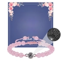 Bracciale intrecciato in cristallo rosa con ciondolo proiezione Ti amo su biglietto - Alla mia bellissima moglie / Quarzo Rosa (Perla Rotonda)