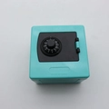 Mini cyan safe-shaped kids piggy bank with plastic dial lock for saving money and coins - Sky Blue