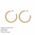 Premium 18k gold plated stainless steel twisted hoop earrings with 40mm diameter size - Twisted Style (YE35955) / 40mm / 18K Gold
