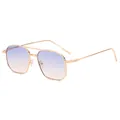 Retro aviator sunglasses with gold metal double bridge and purple-orange gradient lenses - Gold Frame Blue Yellow Gradient Lens