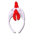 Funny white plush rooster headband with red comb and wobbly eyes for festive parties - White Chicken