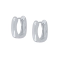 Orecchini a cerchio a U in argento sterling S925 lucido con design geometrico minimal - Argento - Cerchi Quadrati a U