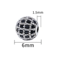 Micro-pave black cubic zirconia silver sphere bead with 1.5mm hole for DIY jewelry - 6mm-Black Zirconia-Silver