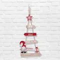 Christmas tree wooden gnome hanging sign with red star and merry christmas text decoration - Christmas Tree Hanging Sign (HF-22C005)