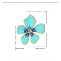 Detailed specs of stainless steel flower pendant with enamel and dimensions 39x32mm - Blue Flower with Rhinestone (39x32mm)