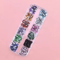 12-grid storage box with multi-colored triangle rhinestones for nail art and DIY decor - 12 Colors Triangle Rhinestones