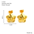 Detailed view of 18k gold plated stainless steel star earrings with 1.5cm dimensions - Gold Puffy Star Style (S-E469)