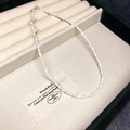 Vintage bow crystal beaded necklace featuring white oval shell beads and silver lobster clasp - White Oval Necklace(25#)
