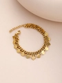 Detail of a gold layered bracelet set with square pendants and a Cuban link chain - Bracelet (ZHB1818 Gold)