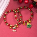 Detail of Christmas beaded bracelet with red green crystals, tree and bell charms - D1134 (Bell + Tree Beaded)