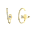 Elegant S925 sterling silver geometric earrings with gold plating and white zircon stones - Gold Geometric Square Rhinestone Jewelry (SE387-14K)