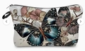 Detail of sunflower and butterfly print on toiletry bag with black zipper close-up - Floral Butterfly