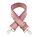 Adjustable wide woven shoulder strap with colorful polka dot pattern and gold metal buckles - Dark Purple Pink