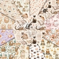 6x6 inch cat themed scrapbook paper pad with watercolor illustrations 24 sheets - R2463a 24 Sheets