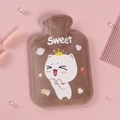 Brown plush hot water bottle featuring a cute cartoon cat with a sweet crown design - Large Coffee - Cartoon Cat