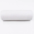 Close-up of white PP mesh ribbon roll for DIY Christmas tree decoration and gift wrapping - 26cm X 10 Yards / White with Iridescent Glitter
