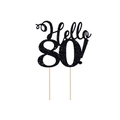 Glitzernde schwarze Hello 80 Kuchendeko für den 80. Geburtstag Party Dekoration - Hello 80! / Schwarz