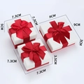 Red and white square jewelry gift boxes with ribbon bow in three assorted sizes - Red and White