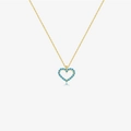 Gold s925 silver necklace with heart pendant featuring light blue pavé-set stones - 925 Silver / Blue Stone