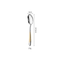 Silver stainless steel spoon with golden diamond pattern handle, 14.5cm length design - Gold Handle Tea Spoon