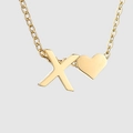 Cavigliera in acciaio inossidabile dorato con ciondolo a forma di lettera X e cuore - Oro-X