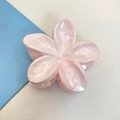 Pink marble plumeria hair claw clip with elegant gloss finish for women - 12 Pcs Set (Approx. 8x7x4cm) / Pale Pink (Marble Pattern)