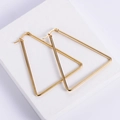 Grandi orecchini a cerchio geometrici a triangolo dorato in acciaio inossidabile - Oro