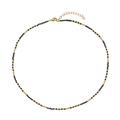 Collier minimaliste en perles facettées noires et or avec un fermoir mousqueton réglable - Collier Superposé en Spinelle Noire (XL-828J)