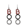 Halloween drop earrings featuring rhinestone BOO letters in red white and black - Black BOO Letter Style