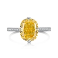 French style S925 sterling silver ring with cushion cut yellow zircon and side stones - US 8 / Cushion Cut Main Stone (DY120631-S-W-HB)