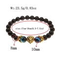 Black matte bead bracelet with golden lion head and blue tiger eye stones for men - Blue Tiger Eye Gold Lion Bracelet