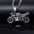 Pendaglio per motocicletta in acciaio inossidabile stile punk con dettagli di moto - Ciondolo Moto (Senza Catena) / Argento