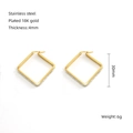 Square minimalist 18K gold plated stainless steel hoop earrings with side zircon stones - 18K Gold / 30mm