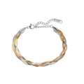 Driekleurige gevlochten slangenschakelarmband van roestvrij staal in zilver goud en roodgoud - Armband / Meerkleurig