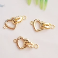 Drei 14K goldgefüllte Herz- und Oval-Verbindungselemente für DIY-Schmuckherstellung - Herzverschluss 14K Gold