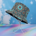 Reversible bucket hat featuring colorful mandala patterns with a black inner lining - M / Reversible / Blue Green Ethnic Style
