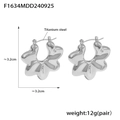 Polished silver titanium steel chunky hollow flower earrings in 3.2cm variant - F1634-Steel Color Earrings
