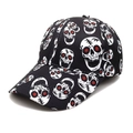 Berretto da baseball nero con stampa teschio bianca e occhi rossi per streetwear - M (56-58cm) / Nero