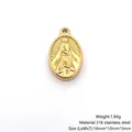 Gold plated 316L stainless steel oval religious medallion pendant charm, 16x10x3mm - Oval Figure 3