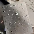 Silver punk nail art stickers with 3D tribal stars and crescent moon patterns - Silver Metallic Star Moon Tribal Style (TL-395)