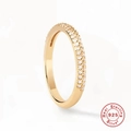 925 sterling silver eternity ring in gold finish with three rows of sparkling pavé diamonds - Gold #7