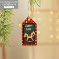 Addobbo natalizio in legno con cavallo a dondolo verde e scritta Sweet Home - Cavallo a Dondolo Verde Scuro-Sweet Home