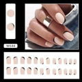 Premium mat nude kunstnagels met asymmetrisch zwart-wit Frans tip-ontwerp voor dagelijks gebruik - Lijm Type / Zwart Wit Mat (W644)