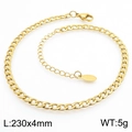 230mm gold titanium steel curb chain anklet with polished finish on white background - Gold Curb Chain Style (KJ3753-Z)
